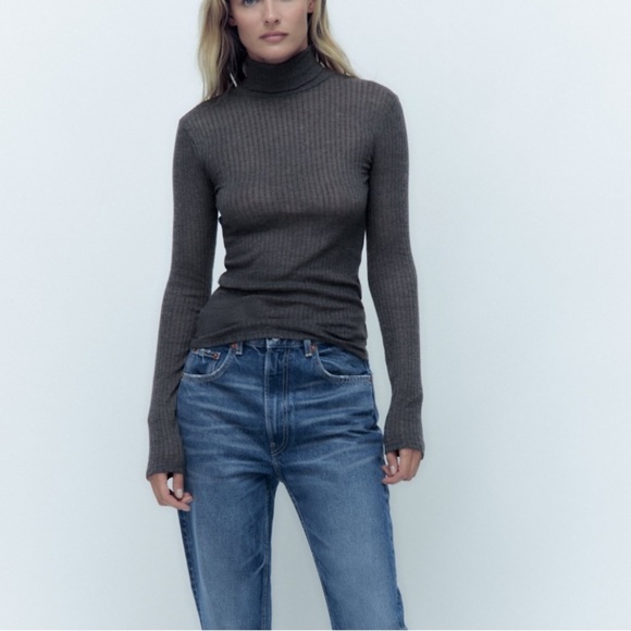 Camiseta Blanca Basica Camiseta ZARA Ribbed Soft Blanca, Manga